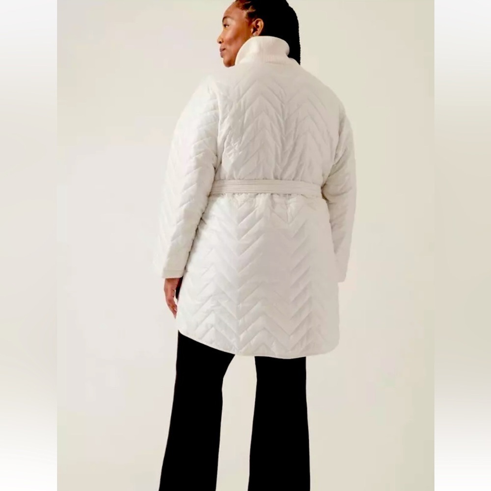 ATHLETA Mendocino Coat Women's Size 1X Off White Belted w/ pockets BNWT - Picture 2 of 7